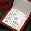 愛之結項鍊 - 在娶妳一次 _ 送給老婆一個美好的浪漫回憶 - 精緻LED聚焦燈禮盒，光芒映照白鋼項鍊細節與心意卡片文字